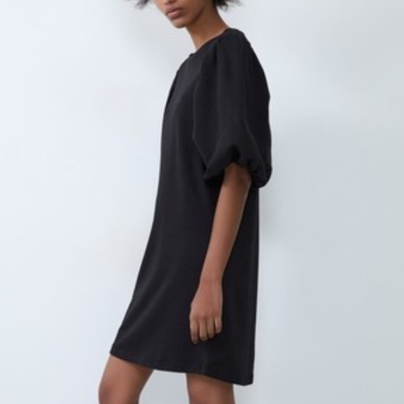 🔴SOLD Host pick!! Zara Puff Sleeve Oversized Mini Dress - Black - Size Small - Picture 5 of 6